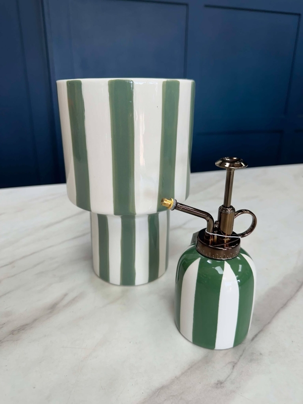 Stripy Green Pot