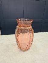 Coral Diamond Cut Vase