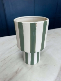 Stripy Green Pot